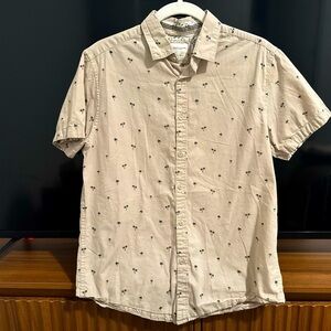 Denim & Flower Ricky Singh Palm Tree Short Sleeve Button-Up Shirt Small Summer